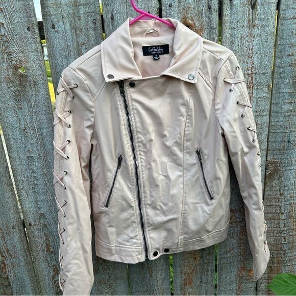 Faux leather jacket by Coffee Shop New York size medium blush pink - Picture 1 of 9